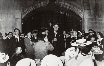 Photo of Senator John F. Kennedy at the Michigan Union