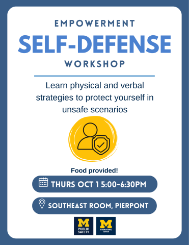 Empowerment Self-Defense Workshop October 1. Logos for IC and DPSS